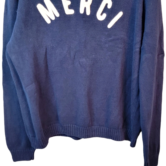 Gap Vintage Y2K Merci Spell Out Embroidered Letterman Style Sweater Men's XXL - Picture 3 of 9